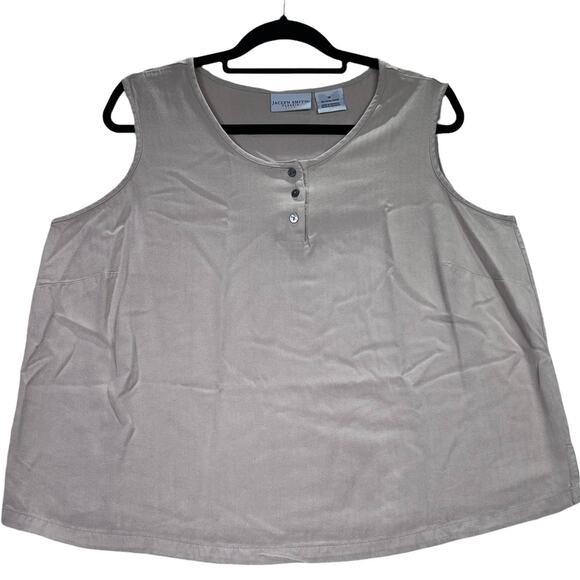 Jaclyn Smith Taupe Beige Sleeveless Summer Tank Top Blouse 1X - Picture 1 of 11